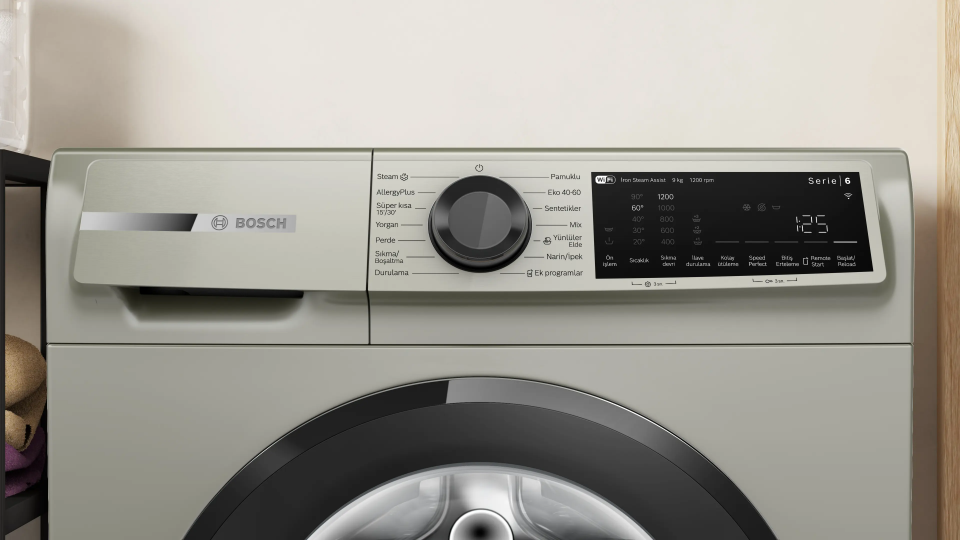 Bosch WGK242ZXTR 9 Kg 1200 Devir Home Connect Çamaşır Makinesi İnox