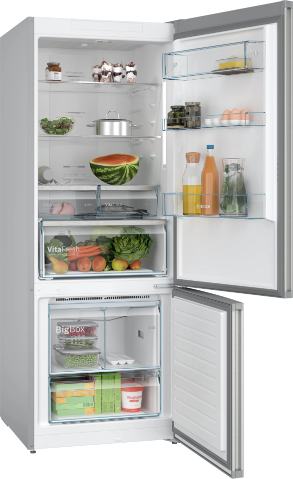 BOSCH KGN55CIE0N Alttan Donduruculu Buzdolabı 186 x 70 cm Kolay temizlenebilir Inox, No Frost