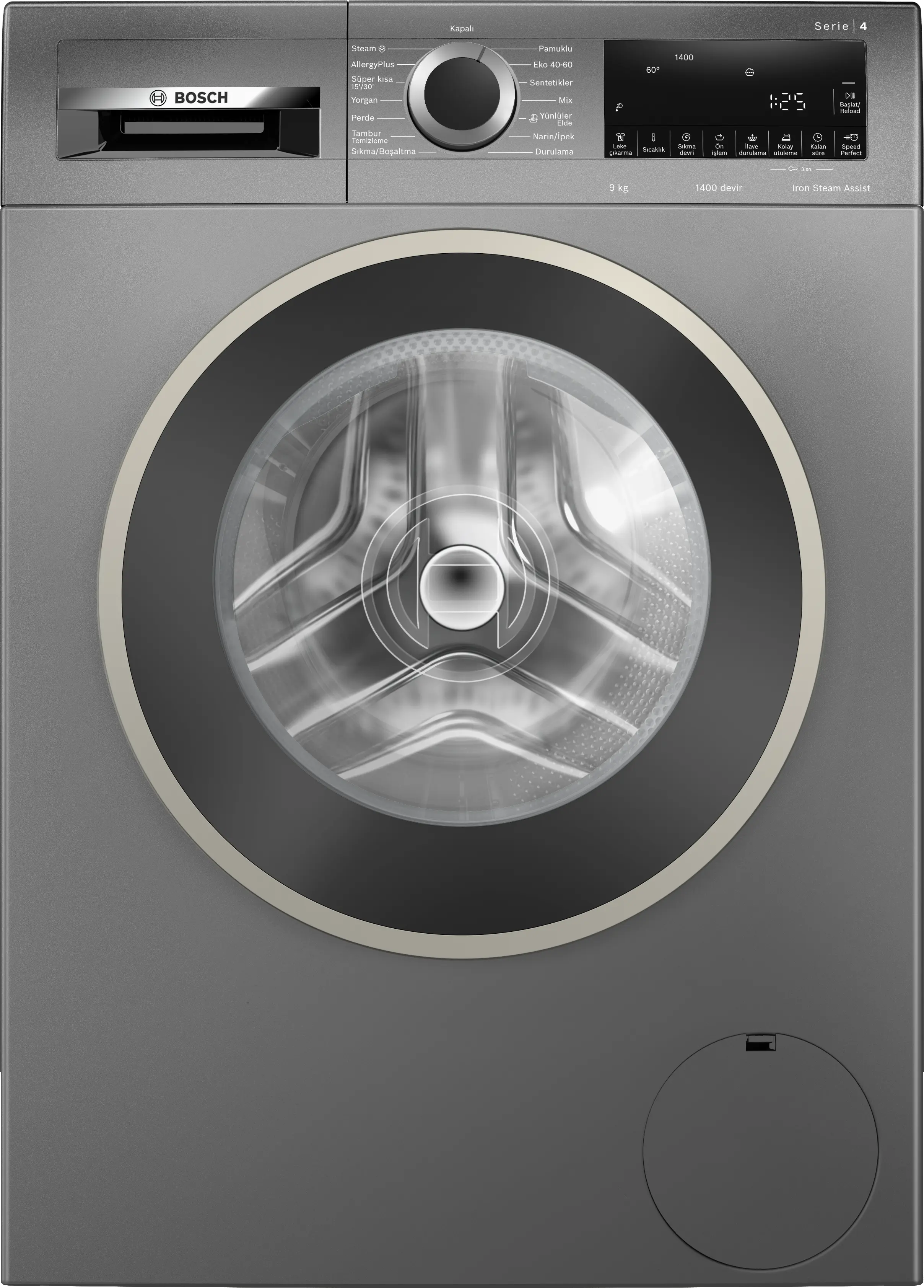 Bosch WGA244ZRTR 9 Kg 1400 Devir Çamaşır Makinesi Antrasit