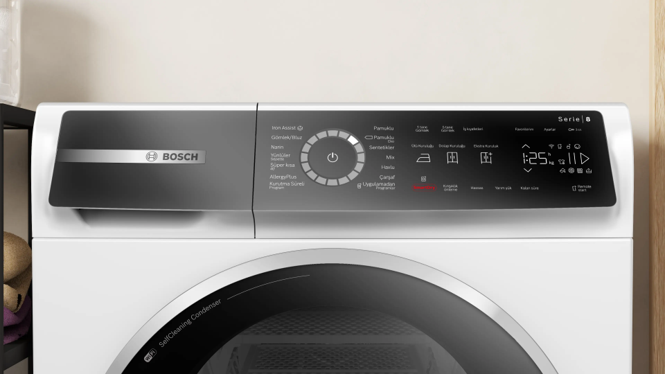 Bosch WQB245A0TR 9 Kg Isı Pompalı Home Connect Kurutma Makinesi Beyaz