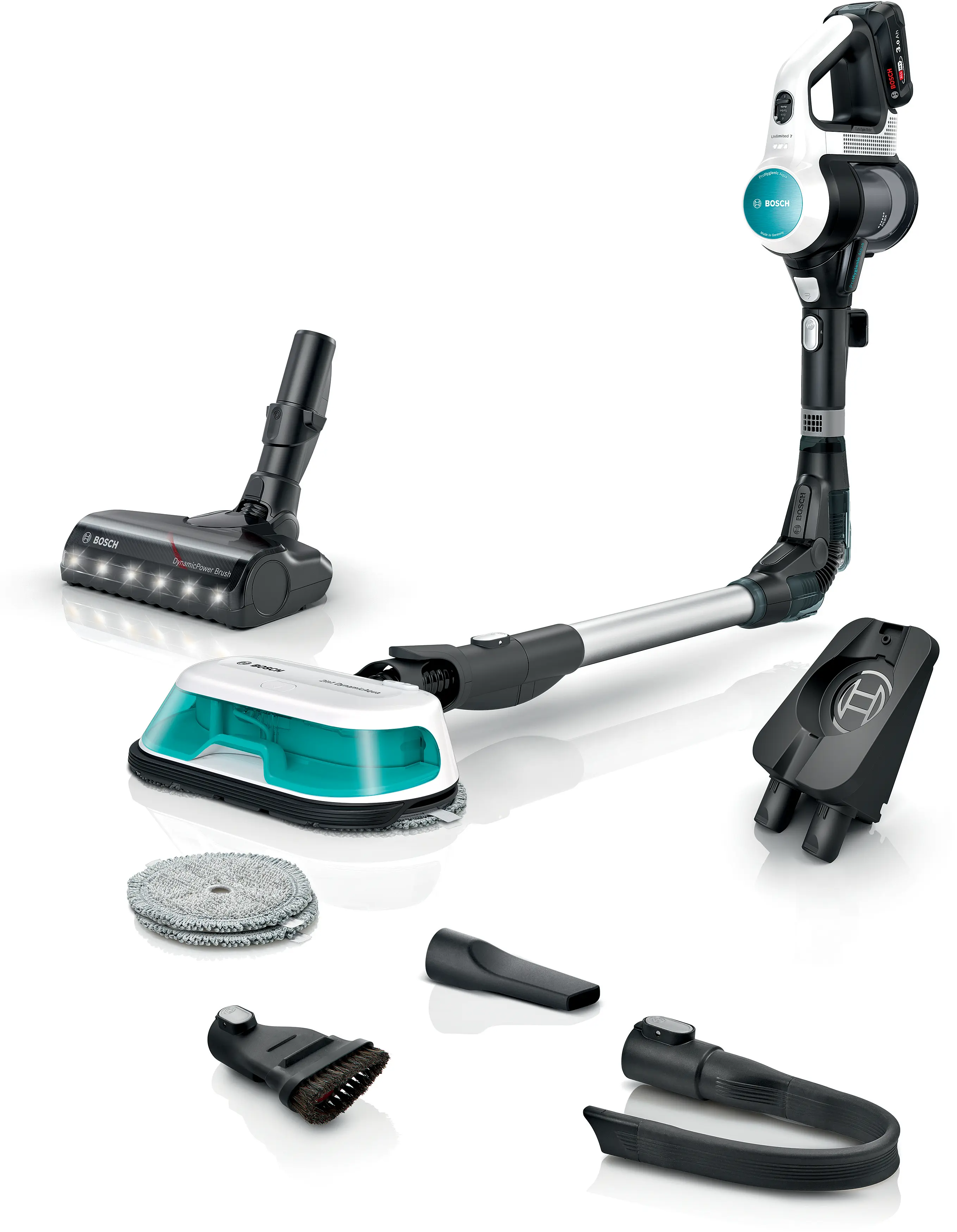 Bosch BCS71HYGTR 2'si 1 arada Süpürme ve Silme Unlimited 7 ProHygienic Aqua Beyaz