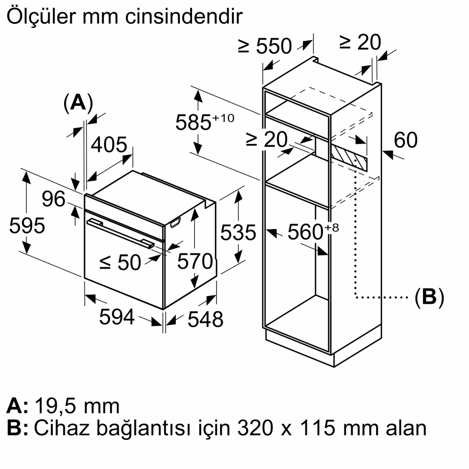 Bosch HJG852YT0T Ankastre Fırın 60 x 60 cm Mat siyah
