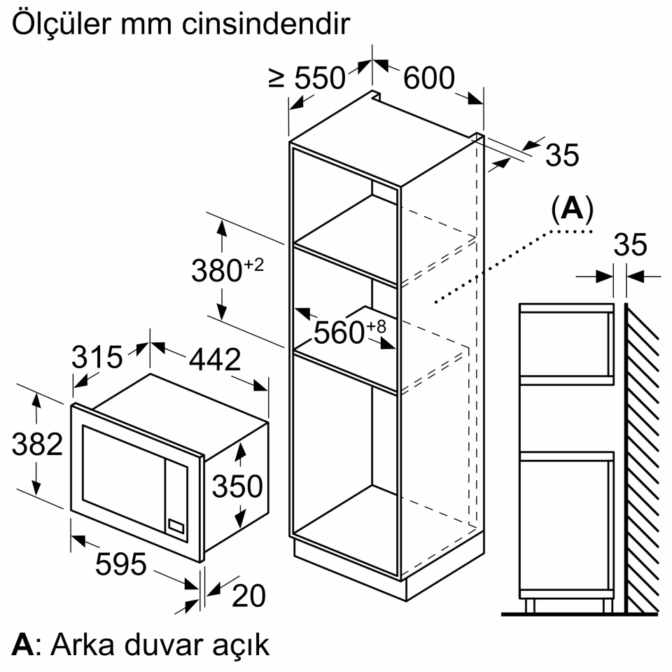 Bosch BFL623MG3 Ankastre Mikrodalga Gri