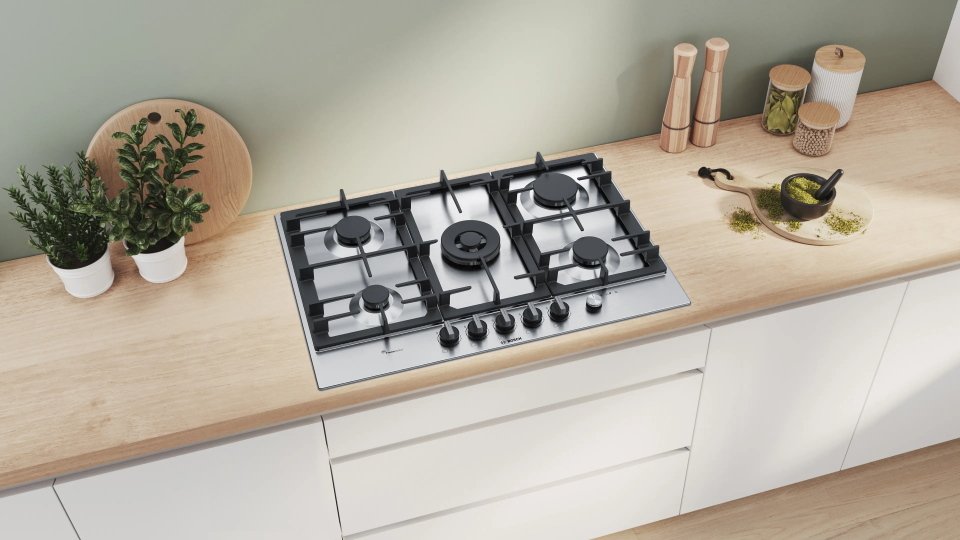 Bosch PCQ7A5M90 Gazlı Ocak 75 cm Paslanmaz çelik