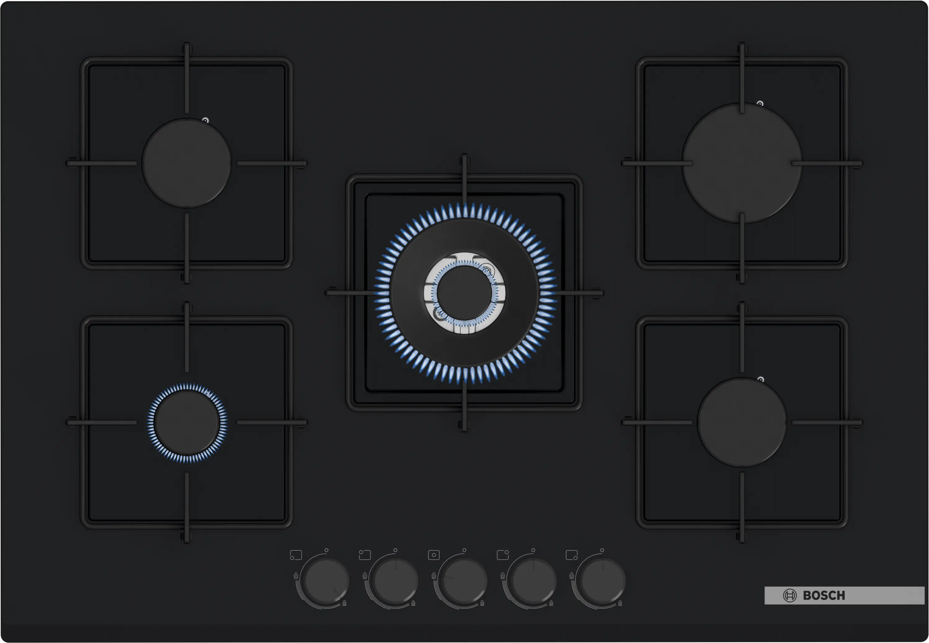 Bosch PNQ7B6P30O Gazlı Ocak 75 cm Sert cam, Siyah