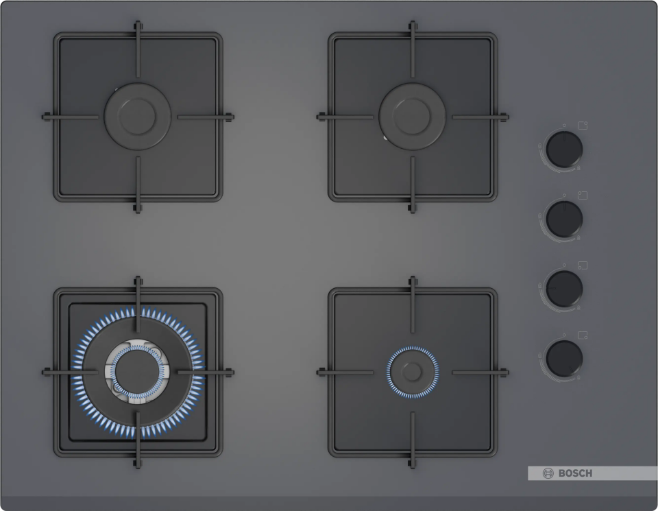 Bosch POH7C9P30O Gazlı Ocak 67 cm Sert cam, Antrasit gri