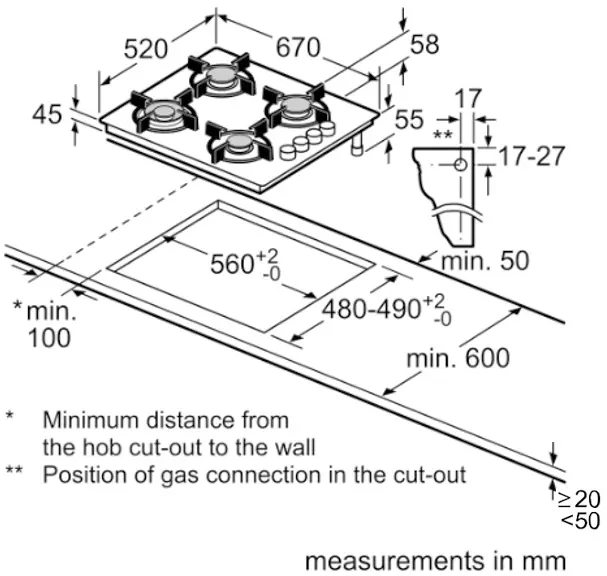 Bosch POH7C9P30O Gazlı Ocak 67 cm Sert cam, Antrasit gri