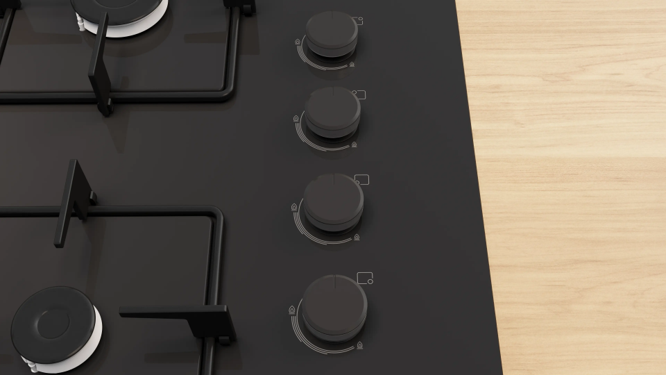 Bosch POP7C6P30O Gazlı Ocak 67 cm Sert cam, Siyah