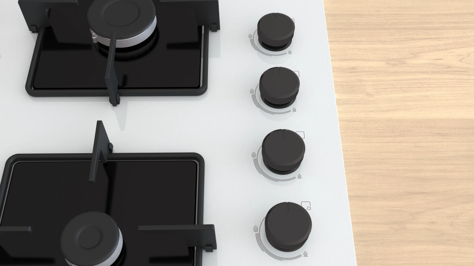 Bosch POP6C2P31O Gazlı Ocak 60 cm Sert cam, Beyaz