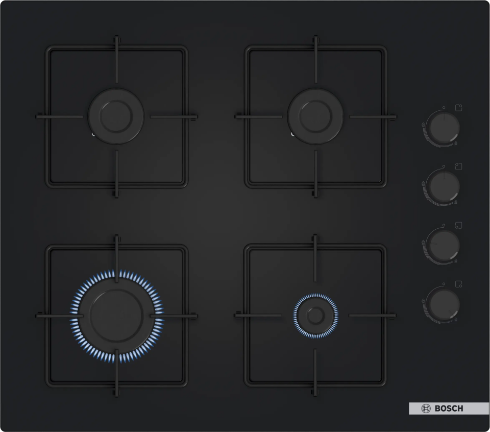Bosch POP6C6P30L Gazlı Ocak 60 cm Sert cam, Siyah