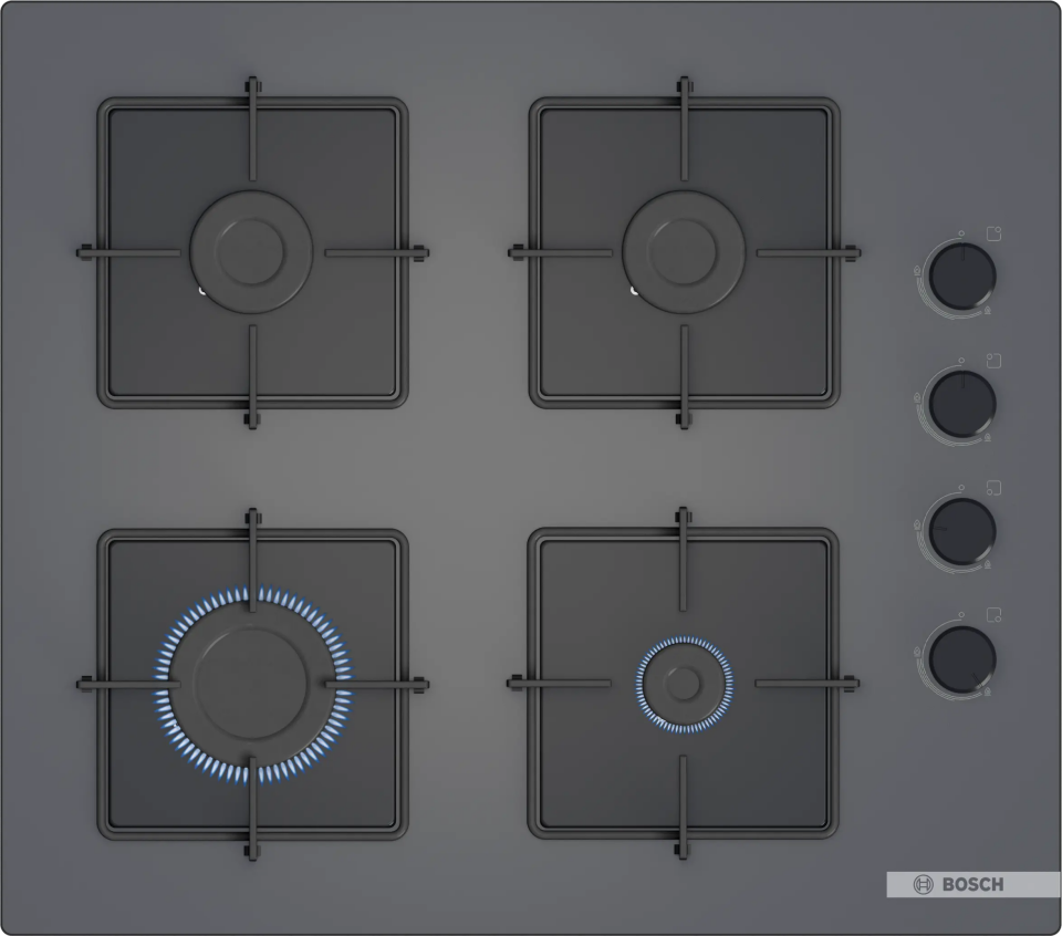 Bosch POP6C9P3OO Gazlı Ocak 60 cm Sert cam, Antrasit gri