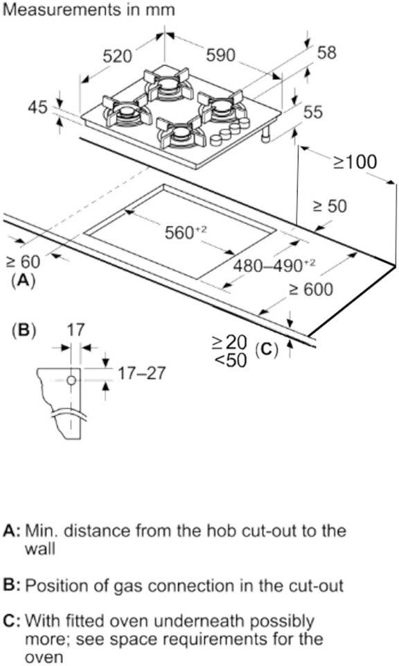 Bosch POP6C9P3OO Gazlı Ocak 60 cm Sert cam, Antrasit gri