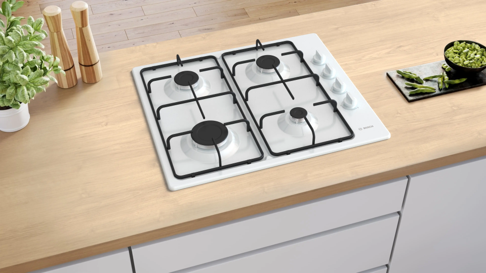 Bosch PBP6C2K80O Gazlı Ocak 60 cm Emaye, Beyaz