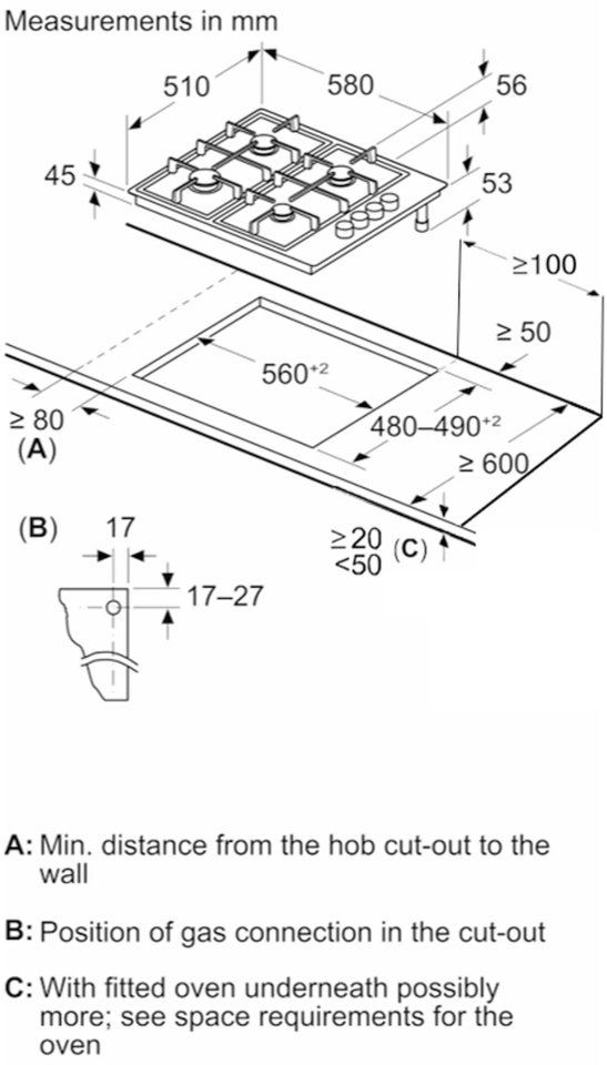 Bosch PBP6C5K80O Gazlı Ocak 60 cm Paslanmaz çelik