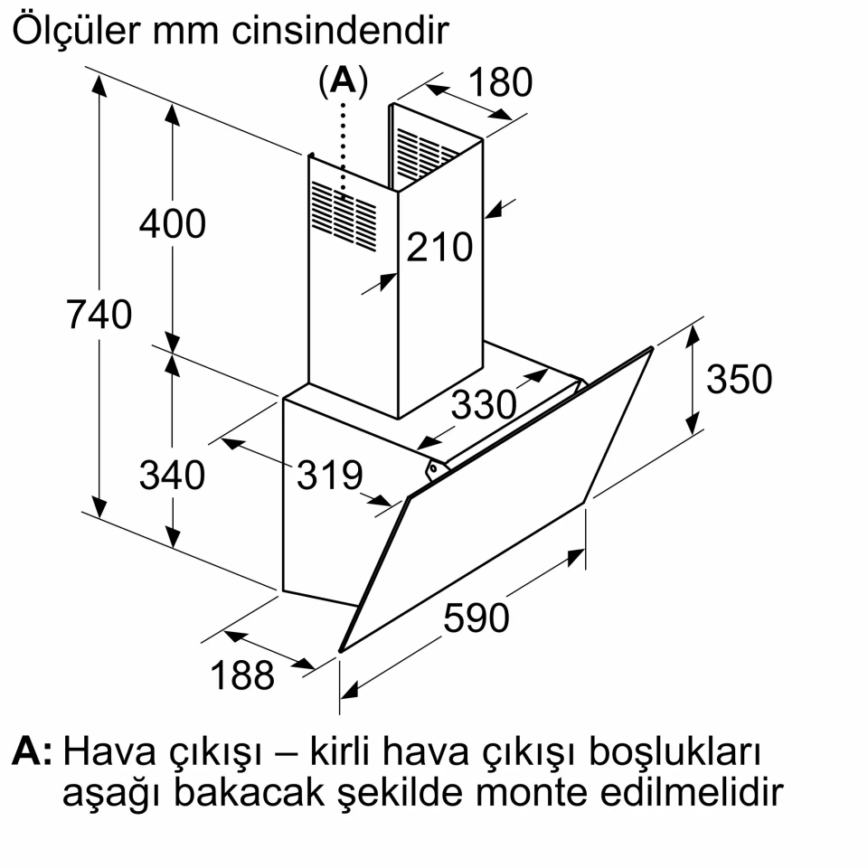 Bosch DWK63PJ61T Duvar Tipi Davlumbaz 60 cm Siyah Cam, Siyah