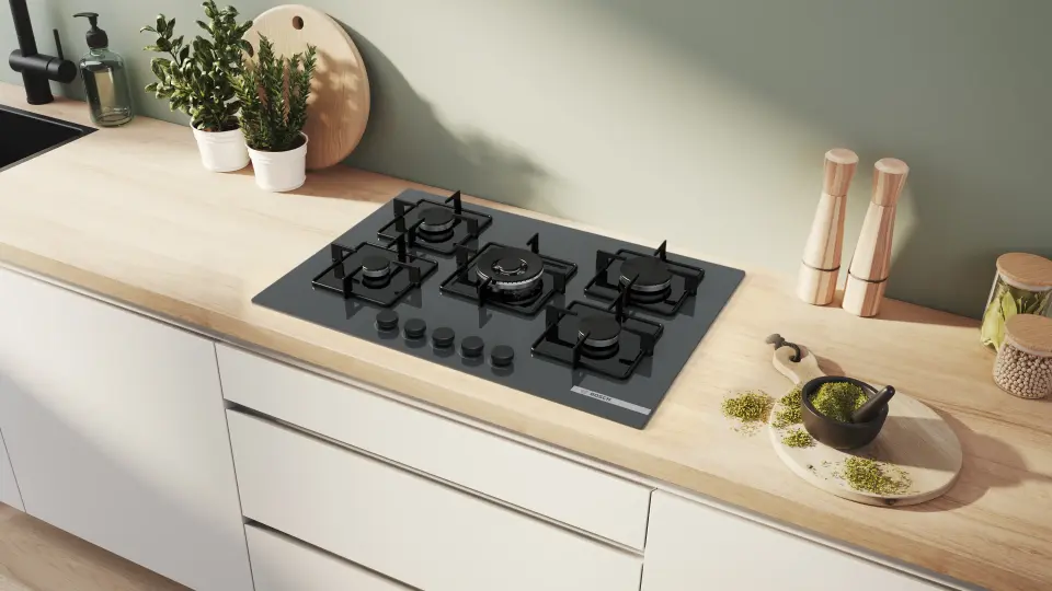 Bosch PNQ7B9P31O Gazlı Ocak 75 cm Sert cam, Antrasit gri